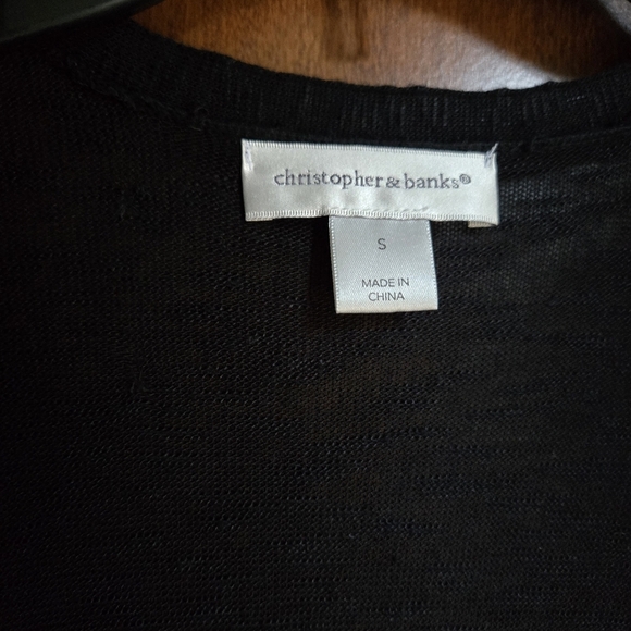Christopher & Banks Black Women's Open Cardigan With Ruffles At Bottom - Picture 3 of 5